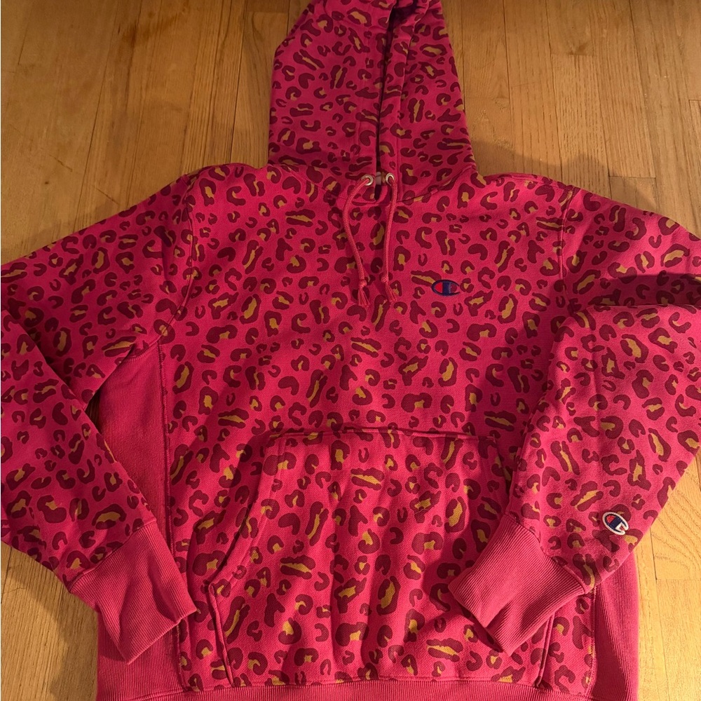 Champion Pink and Brown Leopard Hoodie